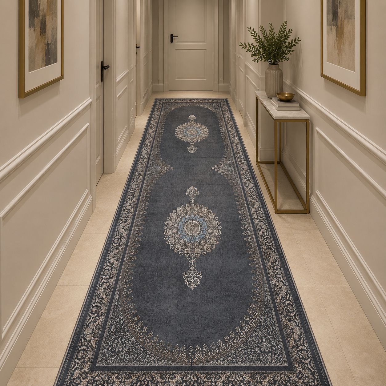 فرشینه مخمل طرح ابریشم راهرویی ترک سایز ۱×۳
