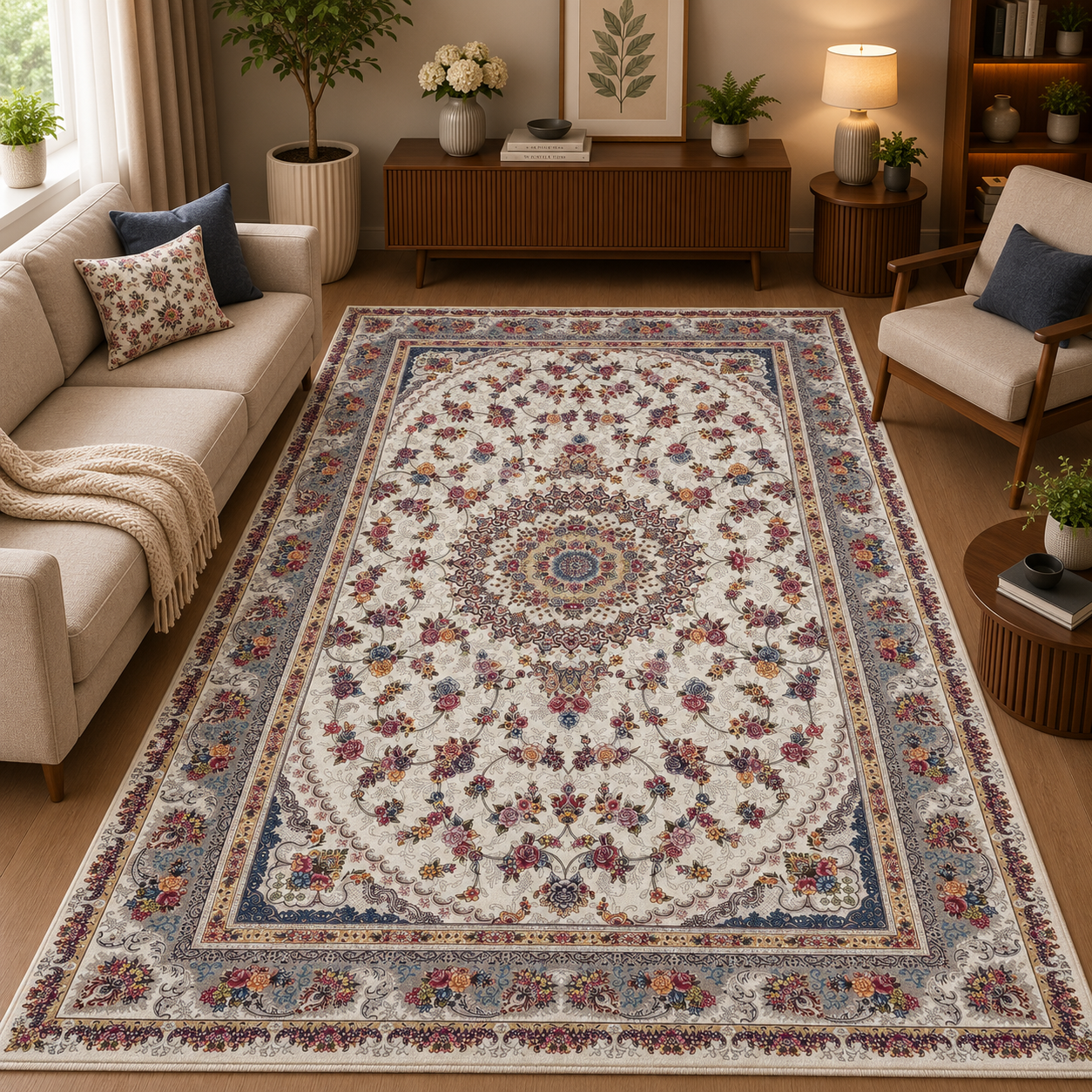 فرشینه طرح ابریشم ترک ۴ متری ۱۵۰×۲۲۵
