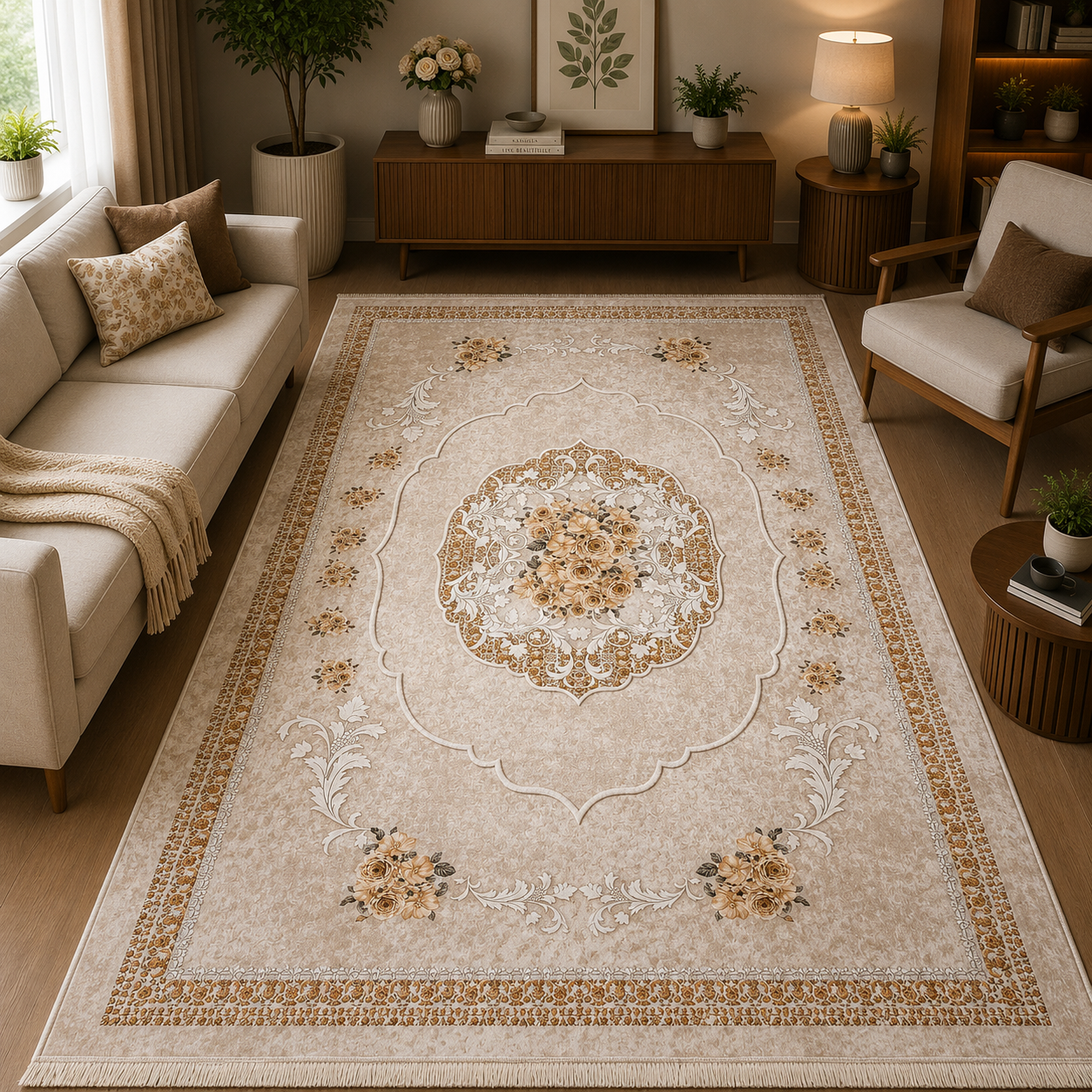 فرشینه طرح ابریشم ترک ۴ متری ۱۵۰×۲۲۵