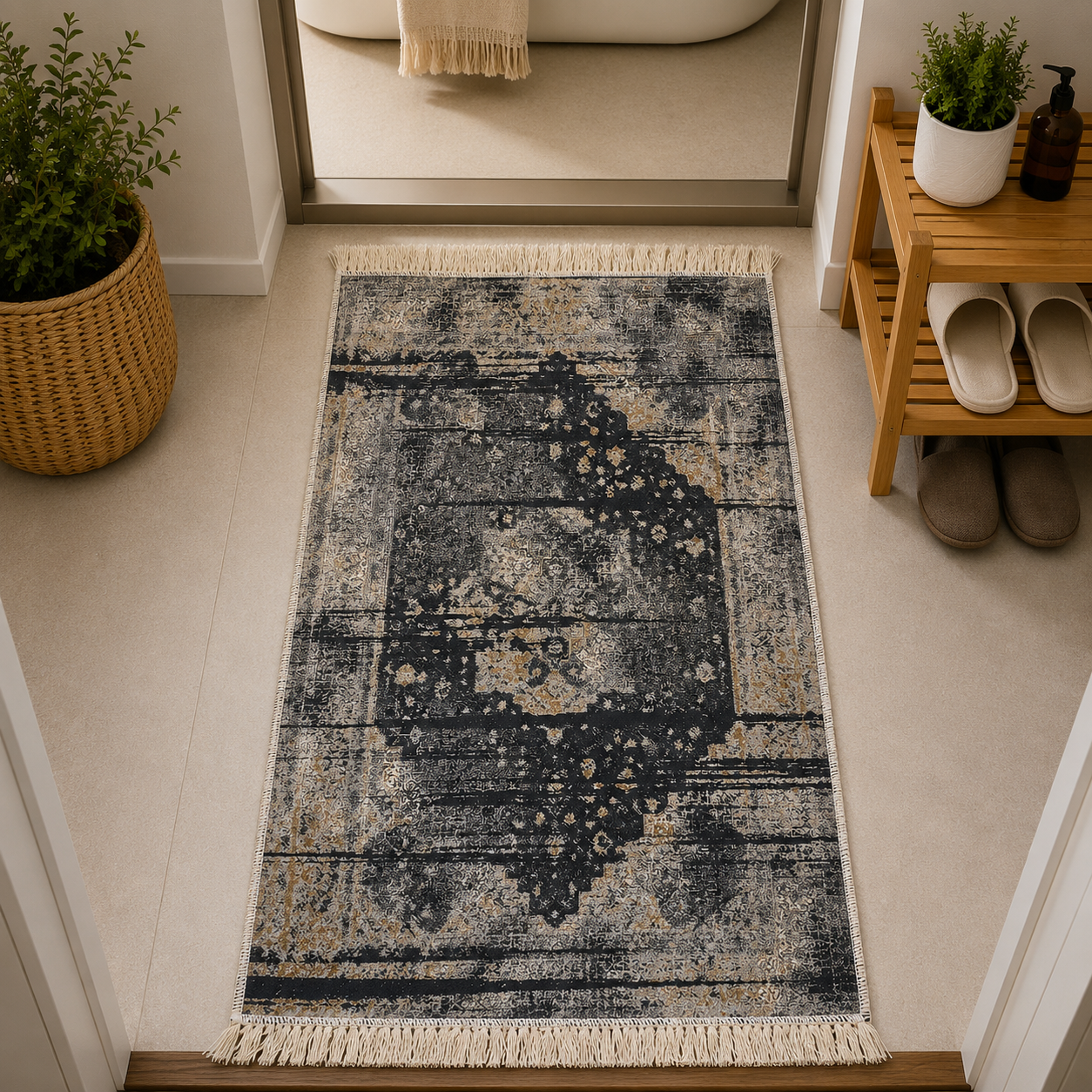 پادری مستطیل طرح ابریشم ترک 50*80