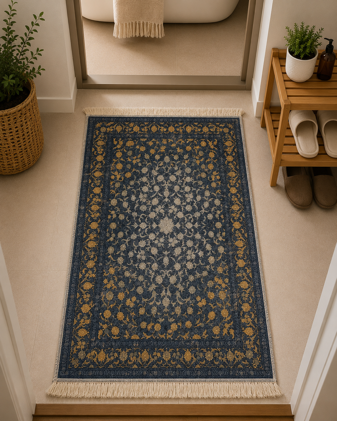 پادری مستطیل طرح ابریشم ترک 50*80