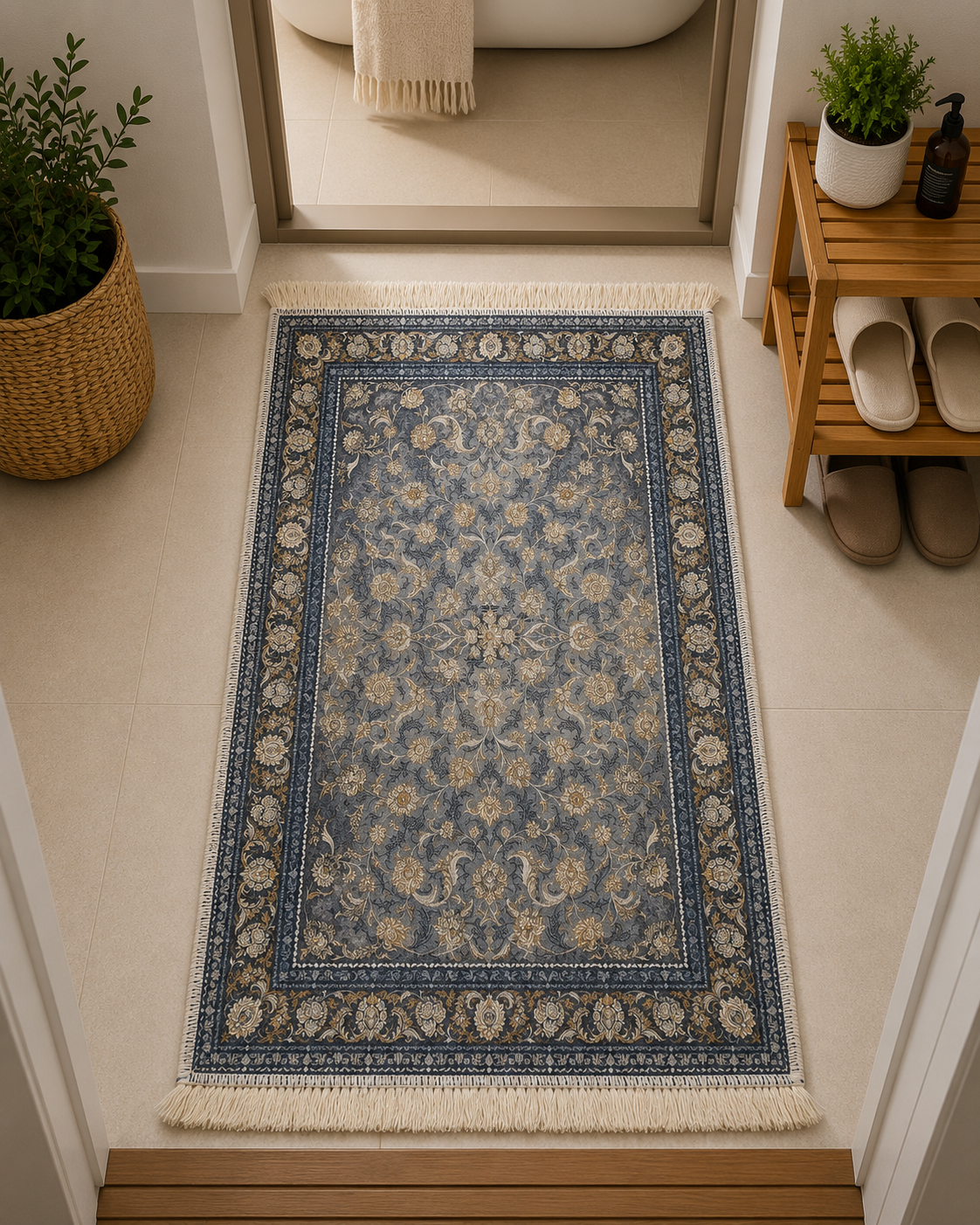 پادری مستطیل طرح ابریشم ترک 50*80