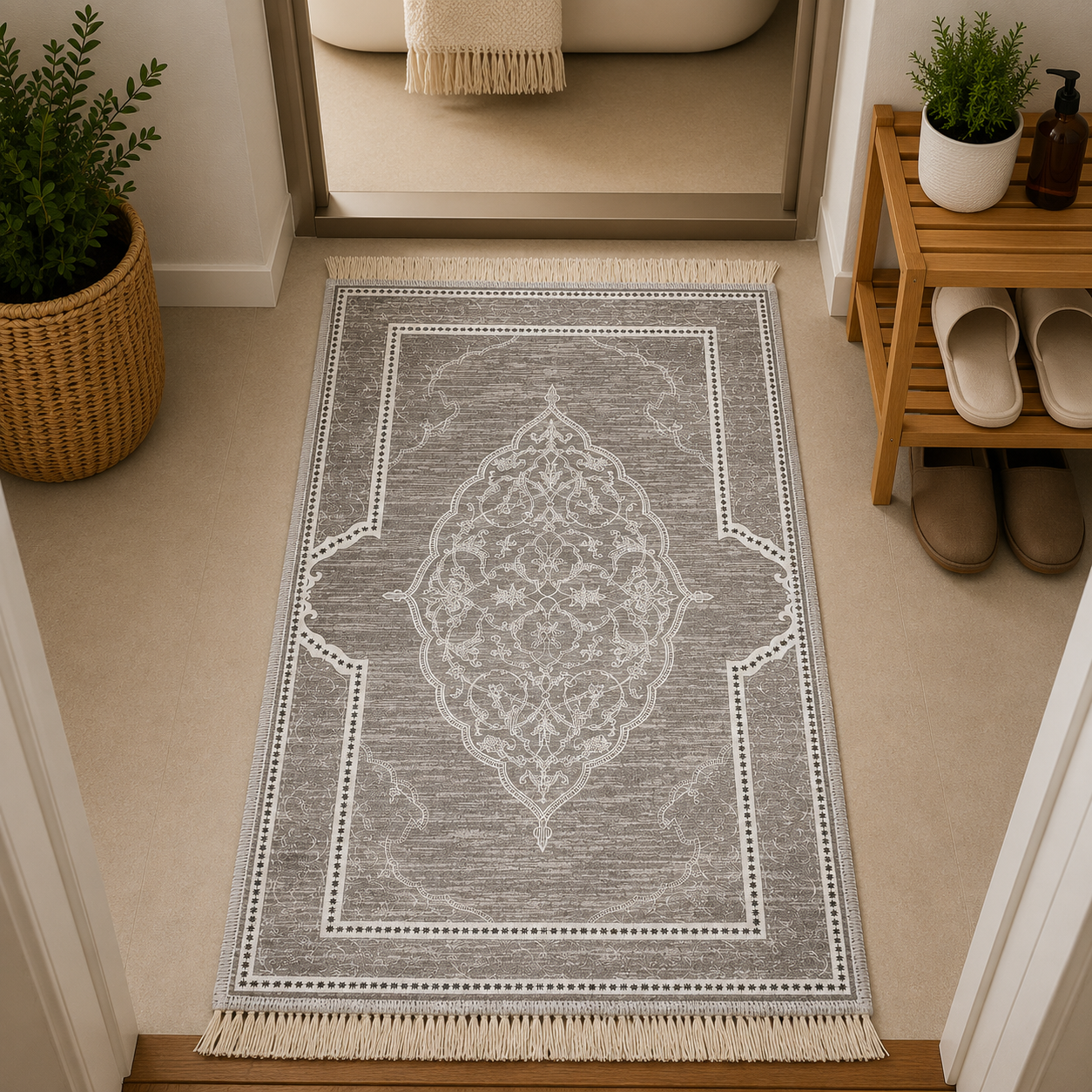 پادری مستطیل طرح ابریشم ترک 50*80