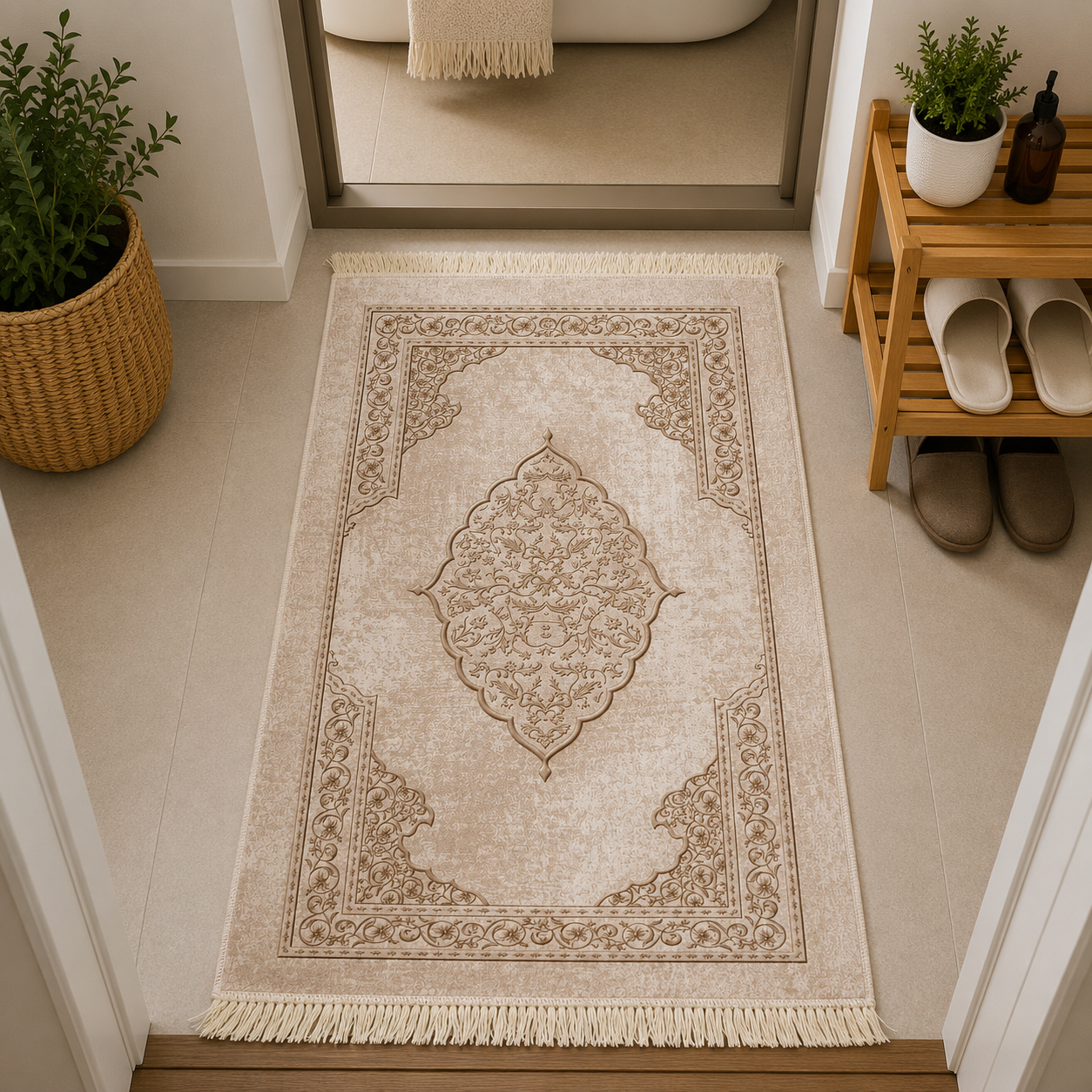 پادری مستطیل طرح ابریشم ترک 50*80