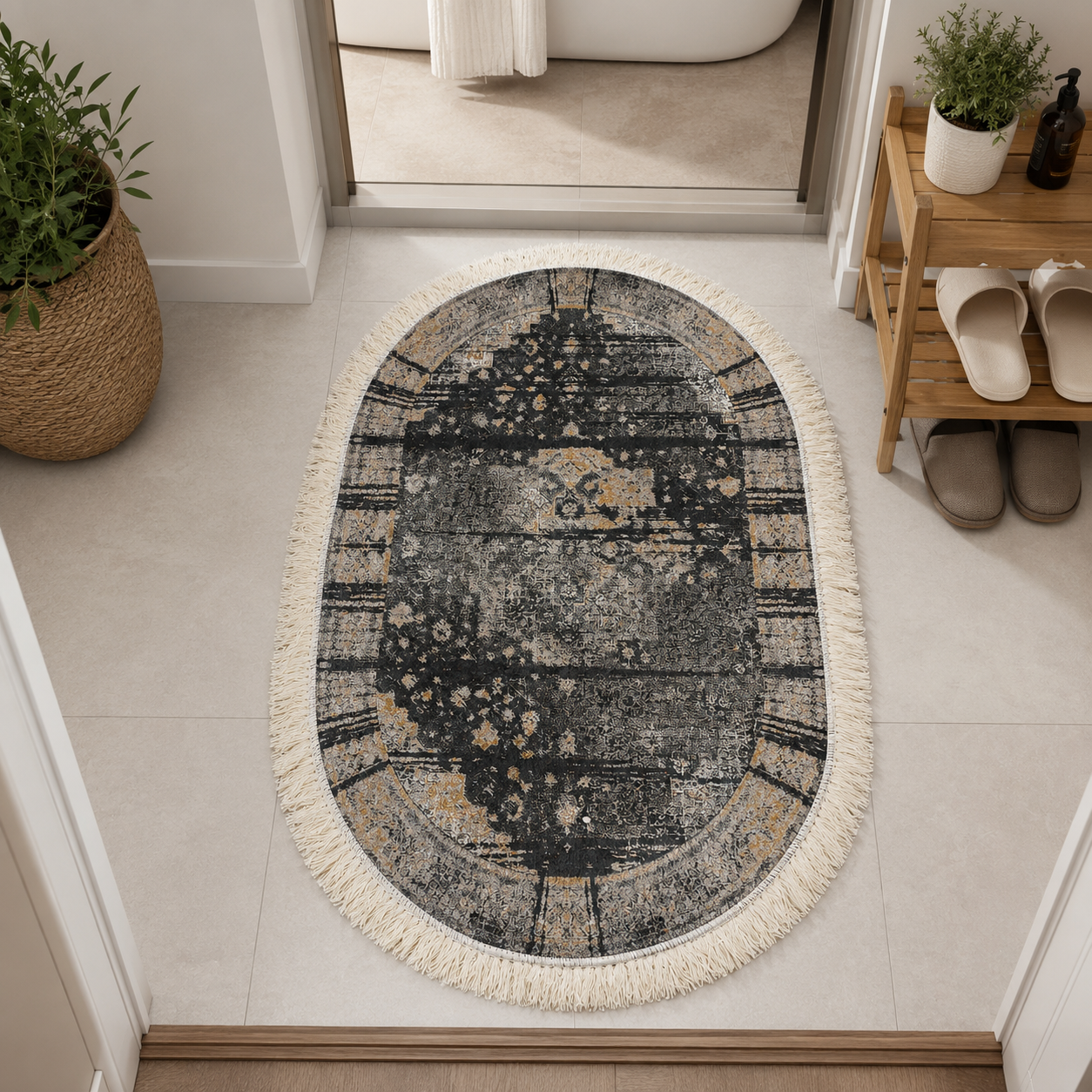 پادری بیضی طرح ابریشم ترک 50*80