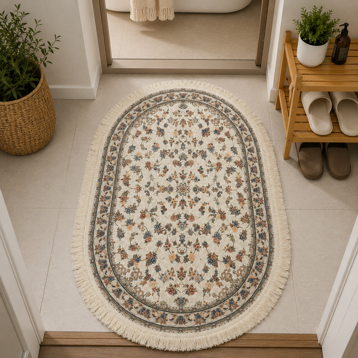پادری بیضی طرح ابریشم ترک 50*80