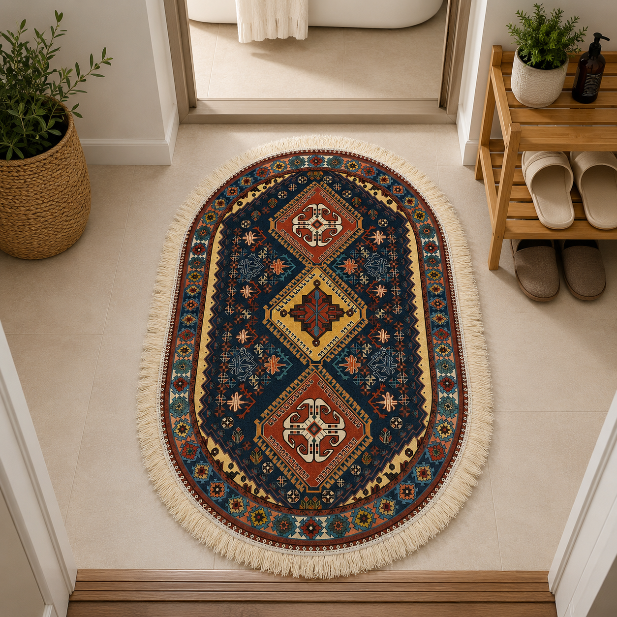 پادری بیضی طرح ابریشم ترک 50*80