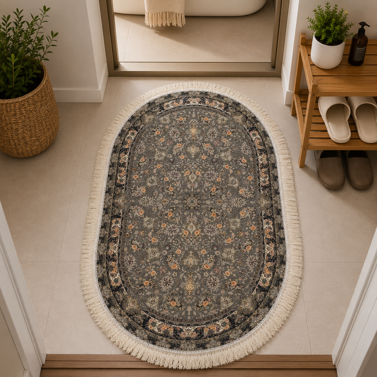 پادری بیضی طرح ابریشم ترک 50*80