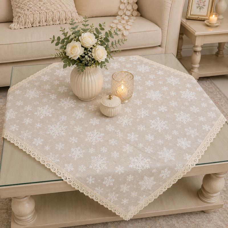رومیزی مربع 80*80 کتان مدل 1