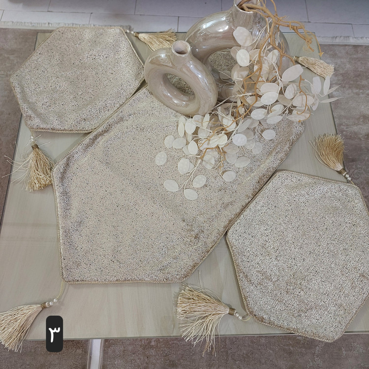 رومیزی ۳ تیکه مخمل درجه یک مجلل ترک